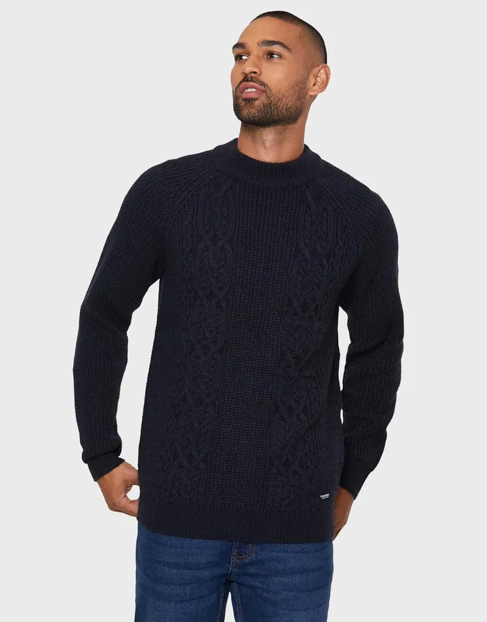 Men Navy Textured Jumper Navy Threadbare Knitwear
