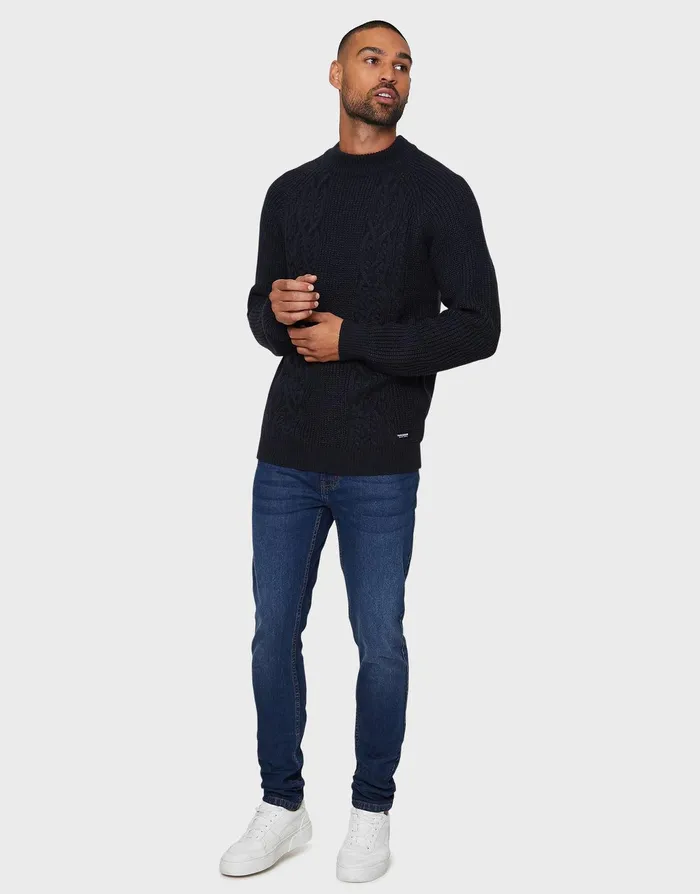 Men Navy Textured Jumper Navy Threadbare Knitwear Men Navy Textured Jumper Navy Threadbare Knitwear