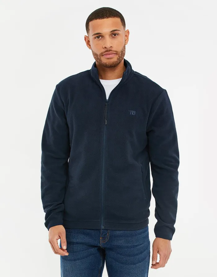 Men Navy ZipThrough Fitness Fleece Navy Threadbare Sweatshirts