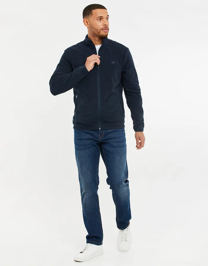 Men Navy ZipThrough Fitness Fleece Navy Threadbare Sweatshirts