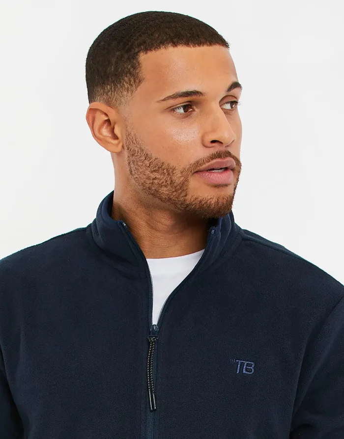 Men Navy ZipThrough Fitness Fleece Navy Threadbare Sweatshirts