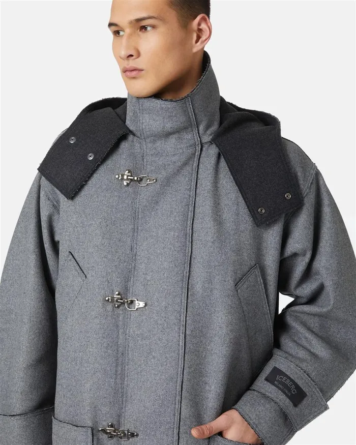 Men OUTERWEAR Iceberg Duffle Coat In Double Cloth Men OUTERWEAR Iceberg Duffle Coat In Double Cloth