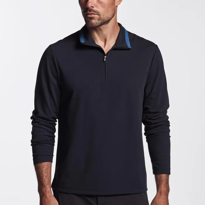 Men Performance Tops James Perse Performance Pique Zip Tee Navyreflex
