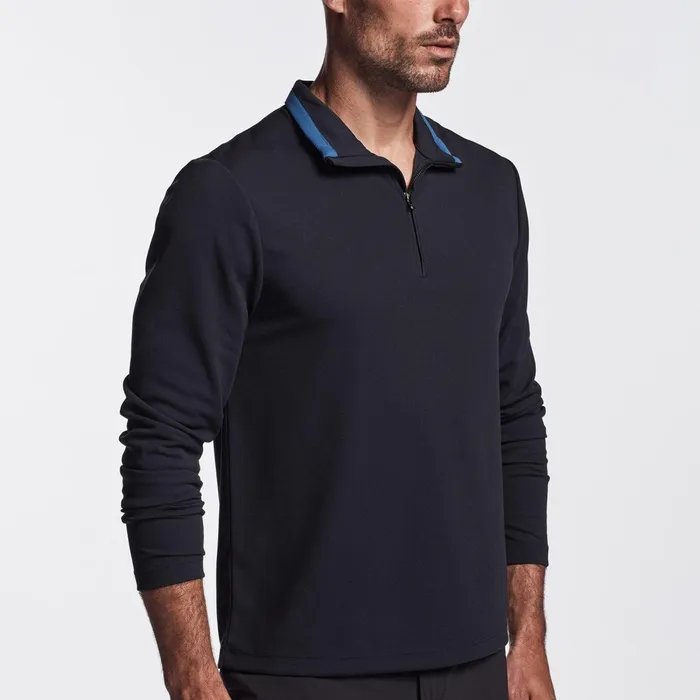 Men Performance Tops James Perse Performance Pique Zip Tee Navyreflex