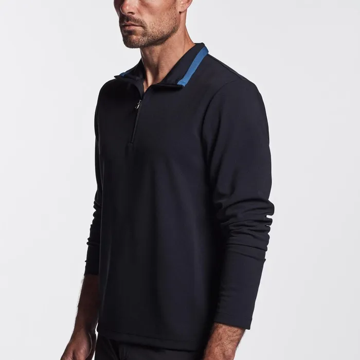 Men Performance Tops James Perse Performance Pique Zip Tee Navyreflex