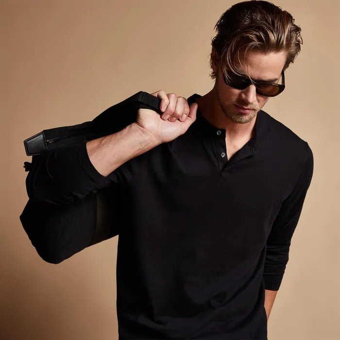 Men PolosNovelty Tops James Perse Brushed Lotus Henley Black