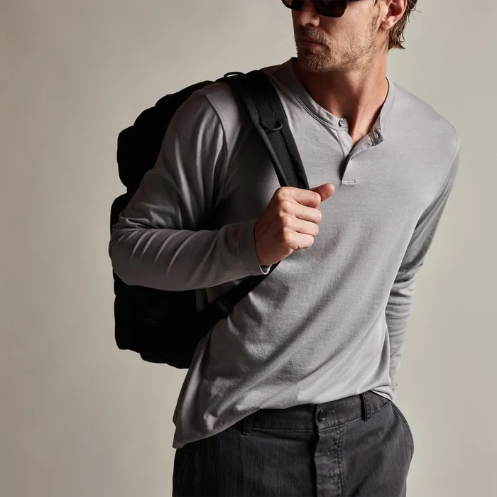 Men PolosNovelty Tops James Perse Brushed Lotus Henley Silver Grey