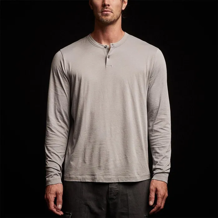 Men PolosNovelty Tops James Perse Brushed Lotus Henley Silver Grey