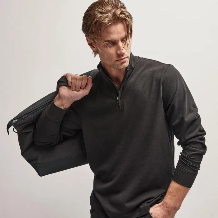 Men PolosNovelty Tops James Perse Clean Finish Jersey Half Zip Black
