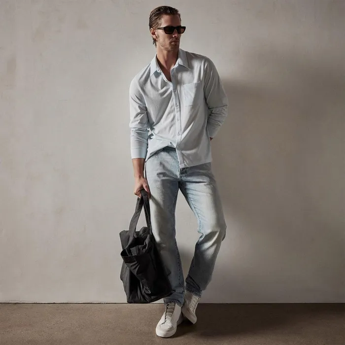 Men PolosNovelty Tops James Perse Clean Finish Jersey Shirt Baby Blue