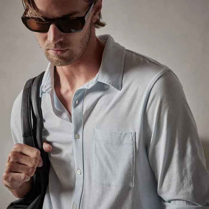 Men PolosNovelty Tops James Perse Clean Finish Jersey Shirt Baby Blue