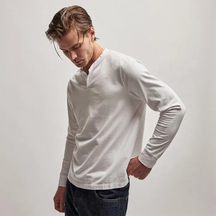 Men PolosNovelty Tops James Perse Heavy Luxe Jersey Henley White