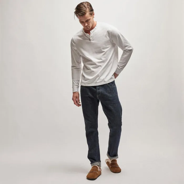 Men PolosNovelty Tops James Perse Heavy Luxe Jersey Henley White