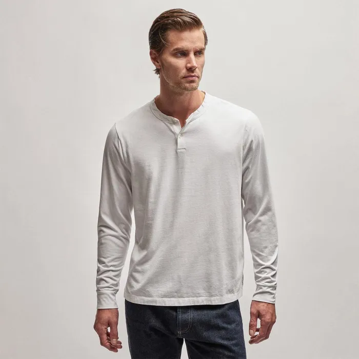 Men PolosNovelty Tops James Perse Heavy Luxe Jersey Henley White