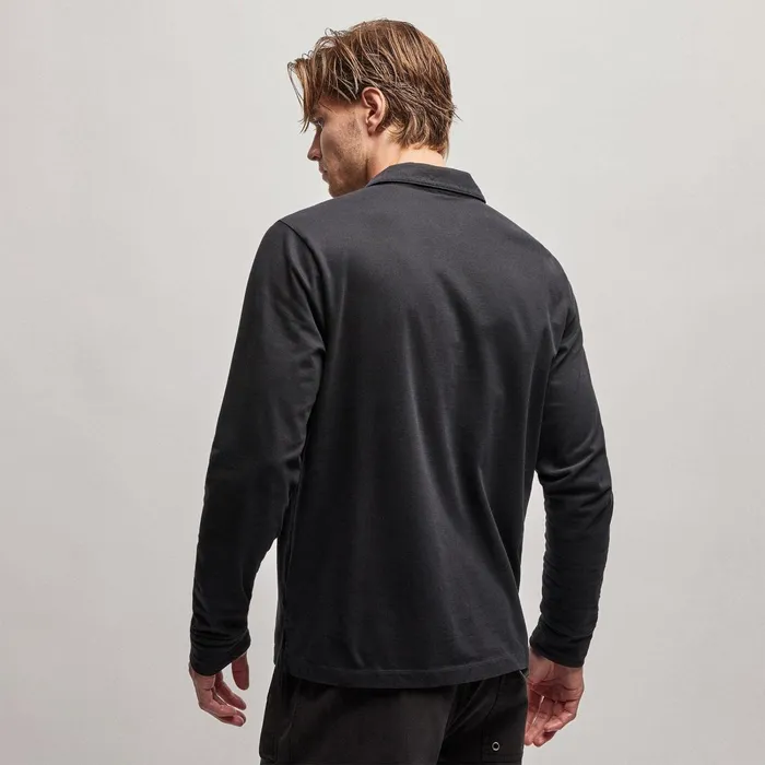 Men PolosNovelty Tops James Perse Heavy Luxe Jersey Long Sleeve Polo Black
