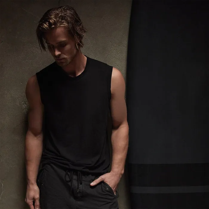 Men PolosNovelty Tops James Perse La Muscle Tank Black