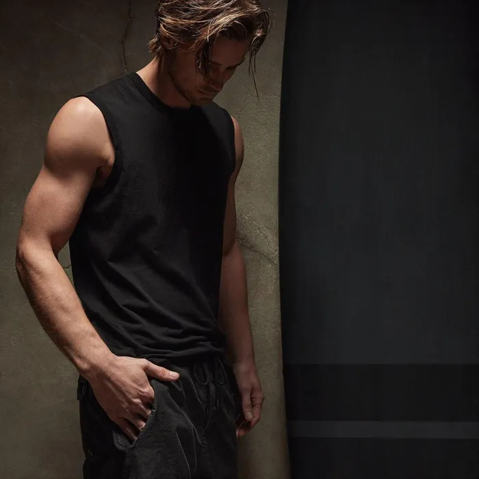 Men PolosNovelty Tops James Perse La Muscle Tank Black