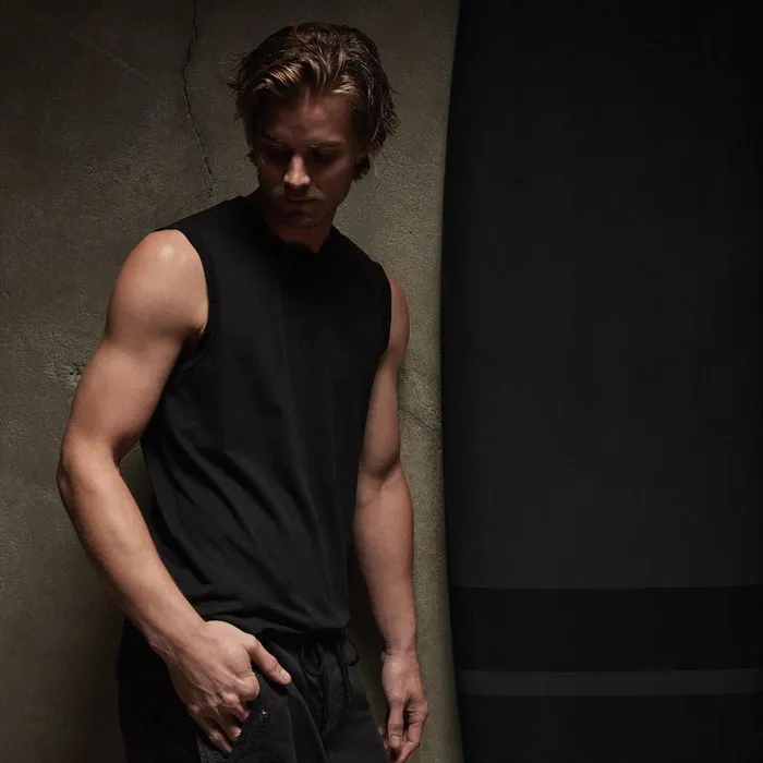 Men PolosNovelty Tops James Perse La Muscle Tank Black