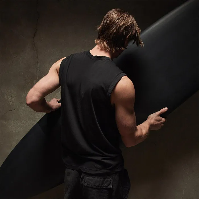 Men PolosNovelty Tops James Perse La Muscle Tank Black
