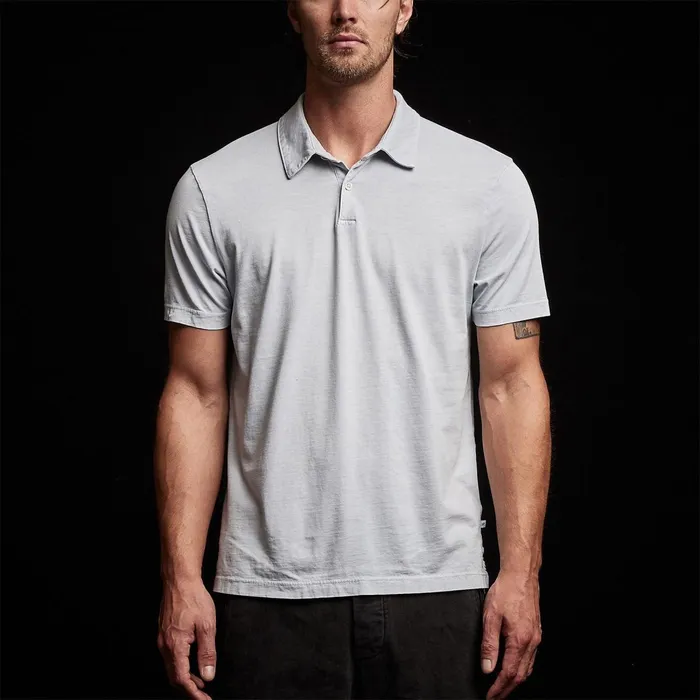 Men PolosNovelty Tops James Perse Sueded Jersey Polo Baby Blue Pigment