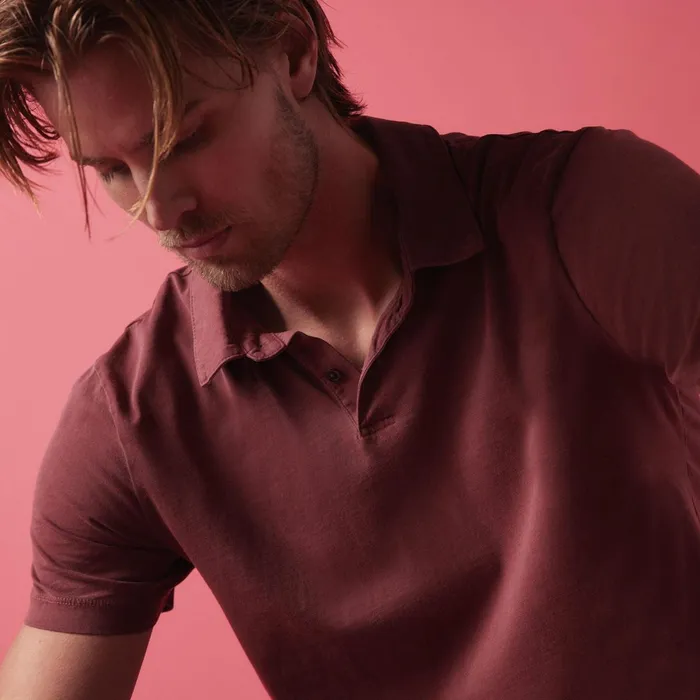 Men PolosNovelty Tops James Perse Sueded Jersey Polo Claret Pigment