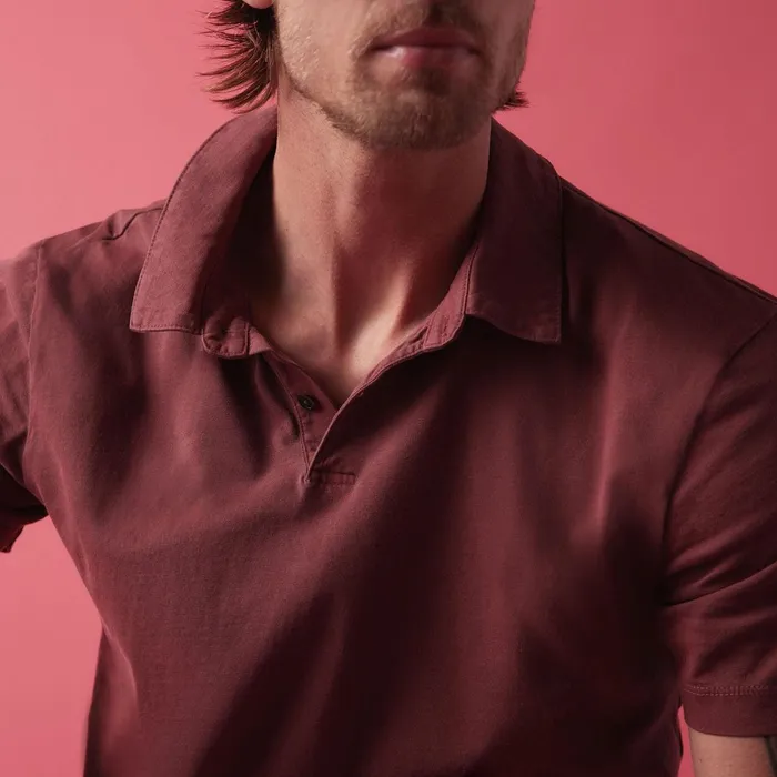 Men PolosNovelty Tops James Perse Sueded Jersey Polo Claret Pigment