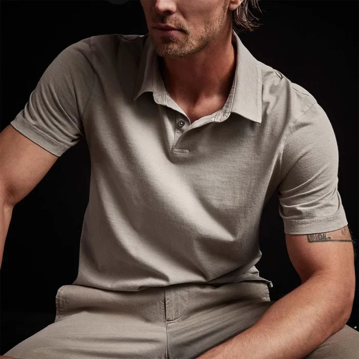 Men PolosNovelty Tops James Perse Sueded Jersey Polo Silt Pigment