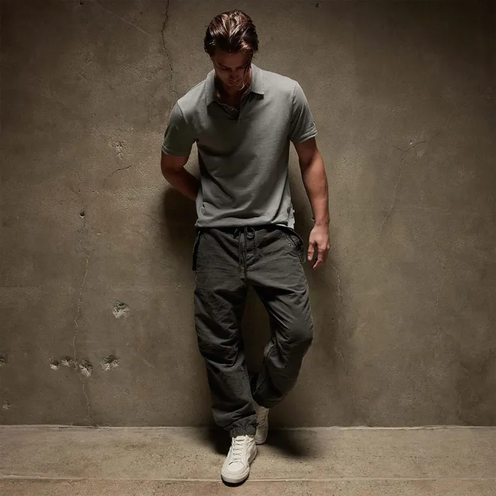 Men PolosNovelty Tops James Perse Sueded Jersey Polo Silver Grey Pigment