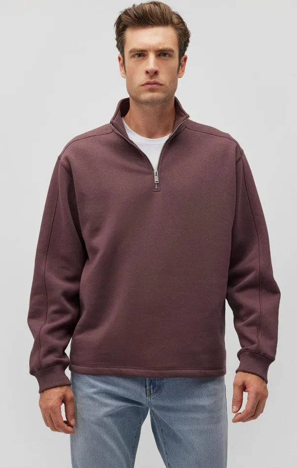 Men Quarter Zip Sweatshirt In Huckleberry Mavi Jeans Loungewear