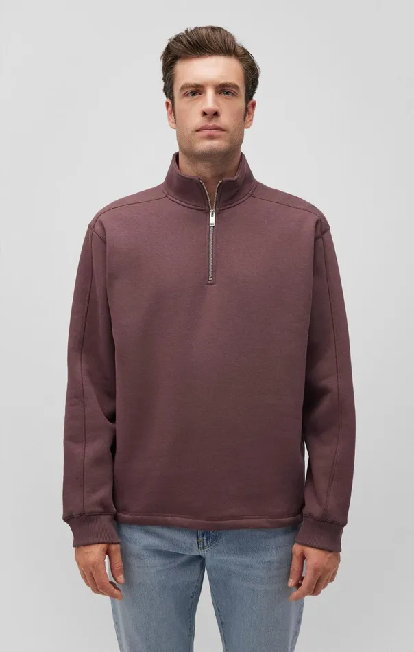 Men Quarter Zip Sweatshirt In Huckleberry Mavi Jeans Loungewear Men Quarter Zip Sweatshirt In Huckleberry Mavi Jeans Loungewear