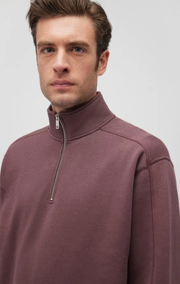 Men Quarter Zip Sweatshirt In Huckleberry Mavi Jeans Loungewear Men Quarter Zip Sweatshirt In Huckleberry Mavi Jeans Loungewear
