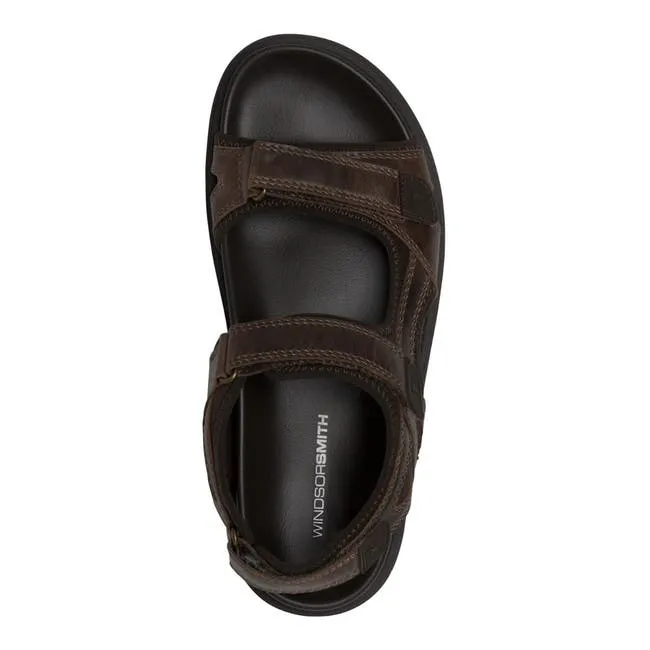 Men Raven Dark Brown Leather Sandals Windsor Smith Sandals