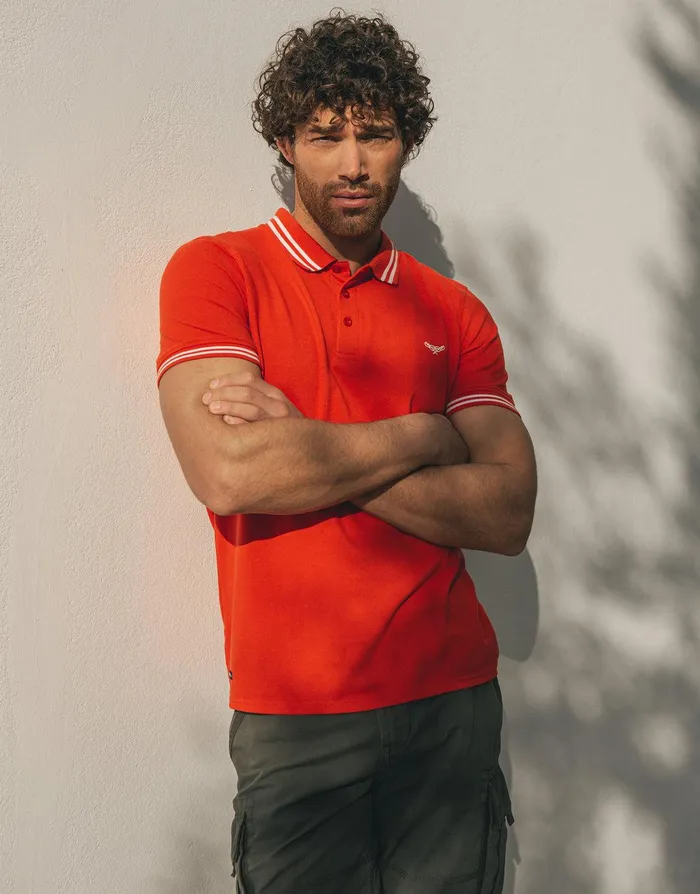 Men Red Rib Collar Classic Polo Shirt Red Threadbare Polo Shirts Men Red Rib Collar Classic Polo Shirt Red Threadbare Polo Shirts