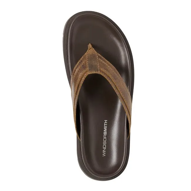 Men River Dark Brown Leather Sandals Windsor Smith Sandals