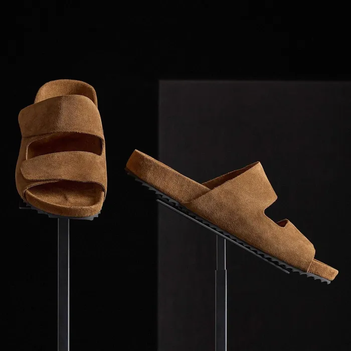 Men Sandals James Perse Men039S Double Strap Suede Slide Tobacco