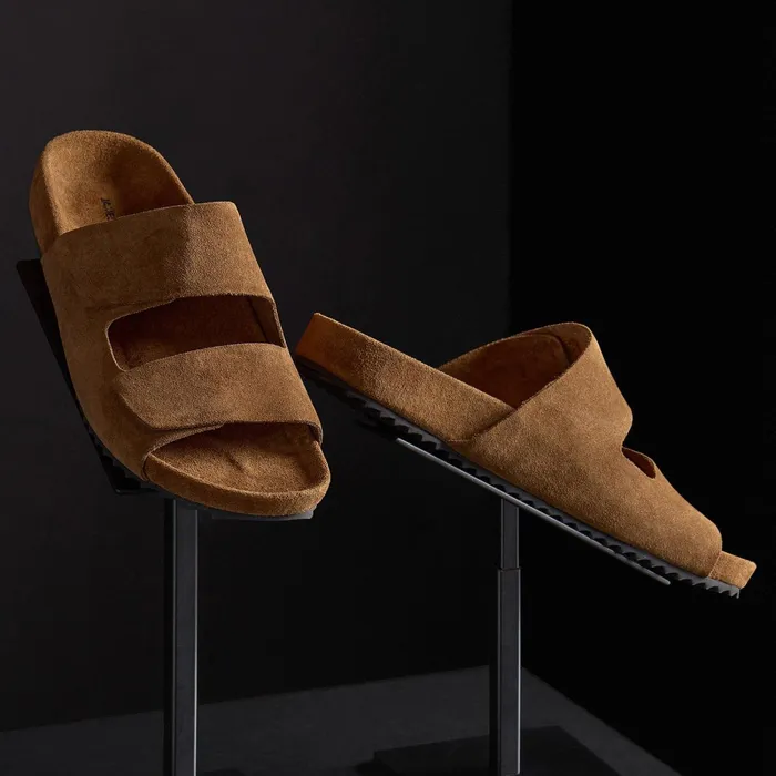 Men Sandals James Perse Men039S Double Strap Suede Slide Tobacco
