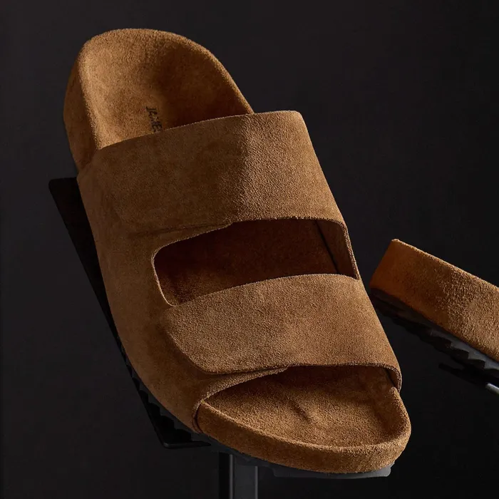 Men Sandals James Perse Men039S Double Strap Suede Slide Tobacco