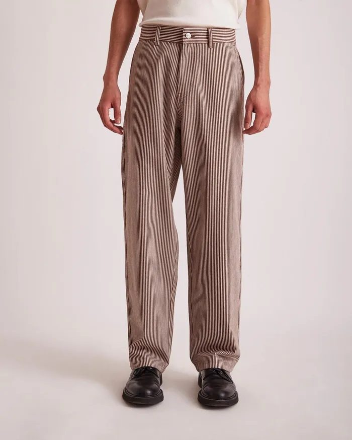 Men Saturdays NYC Pants George Stripe Cotton Twill Pant Darkearth Men Saturdays NYC Pants George Stripe Cotton Twill Pant Darkearth