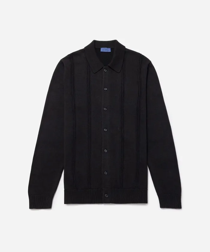 Men Saturdays NYC Shirts Jahmad Long Sleeve Polo Black