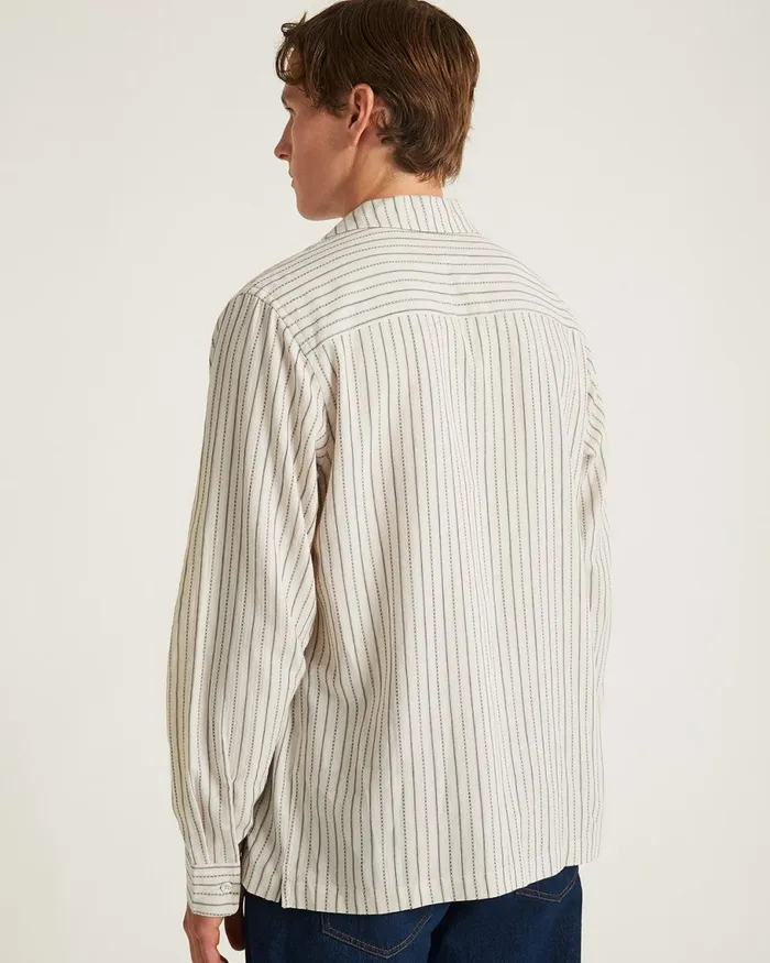 Men Saturdays NYC Shirts Marco Brushed Shirring Long Sleeve Shirt Ivory Men Saturdays NYC Shirts Marco Brushed Shirring Long Sleeve Shirt Ivory
