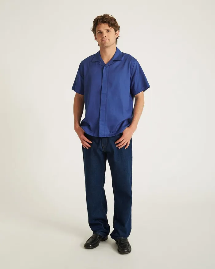 Men Saturdays NYC Shirts York Camp Collar Short Sleeve Shirt Limoges Men Saturdays NYC Shirts York Camp Collar Short Sleeve Shirt Limoges