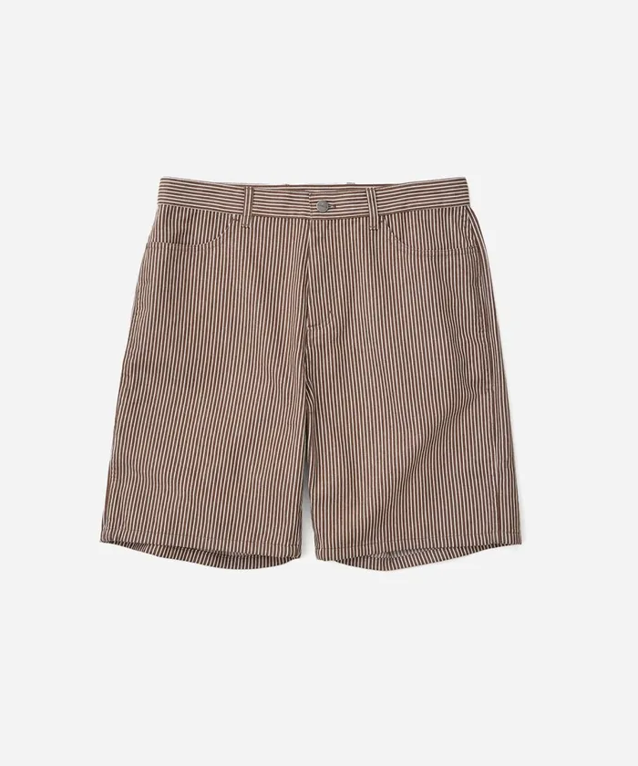 Men Saturdays NYC Shorts Striped Cotton Twill Carpenter Short Darkearth