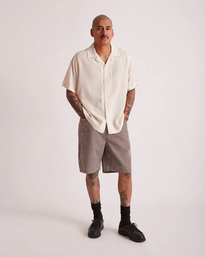 Men Saturdays NYC Shorts Striped Cotton Twill Carpenter Short Darkearth Men Saturdays NYC Shorts Striped Cotton Twill Carpenter Short Darkearth