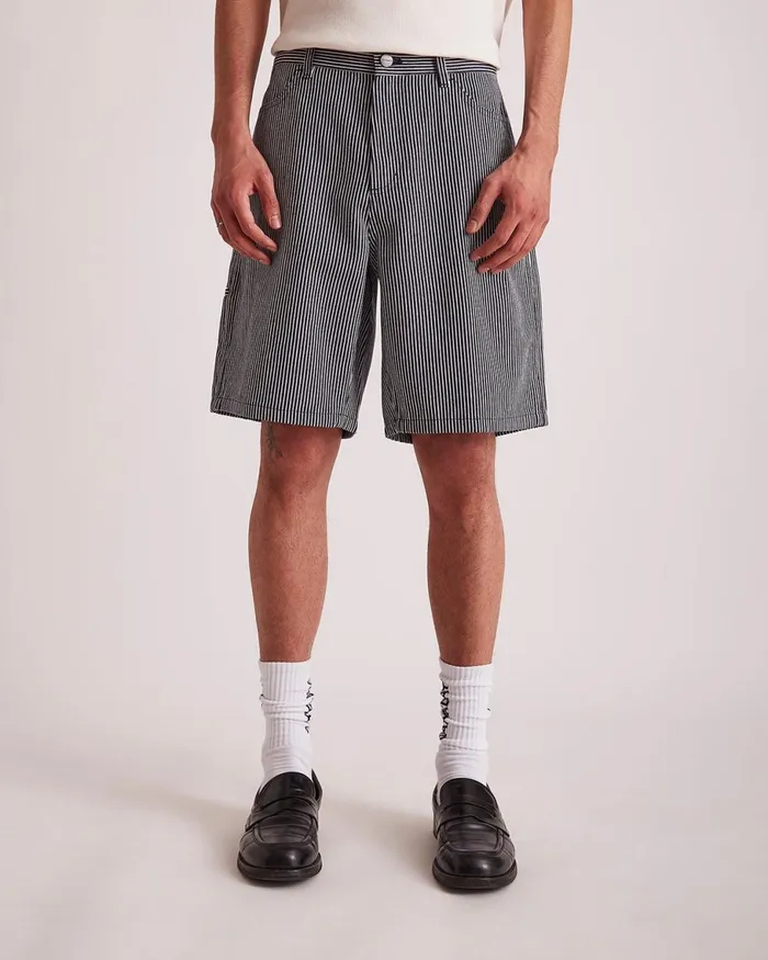 Men Saturdays NYC Shorts Striped Cotton Twill Carpenter Short Ocean Men Saturdays NYC Shorts Striped Cotton Twill Carpenter Short Ocean