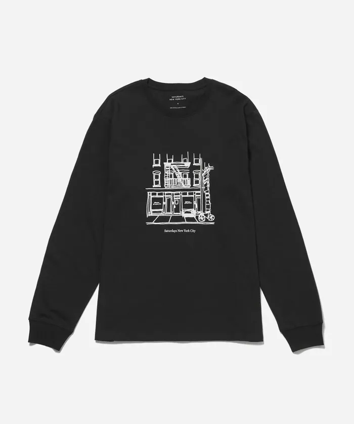 Men Saturdays NYC Tees Cafe Standard LS Tee Black