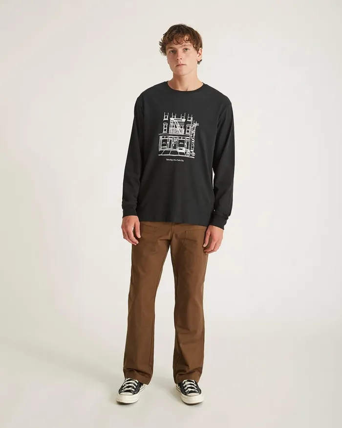 Men Saturdays NYC Tees Cafe Standard LS Tee Black Men Saturdays NYC Tees Cafe Standard LS Tee Black