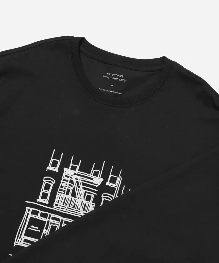 Men Saturdays NYC Tees Cafe Standard LS Tee Black Men Saturdays NYC Tees Cafe Standard LS Tee Black