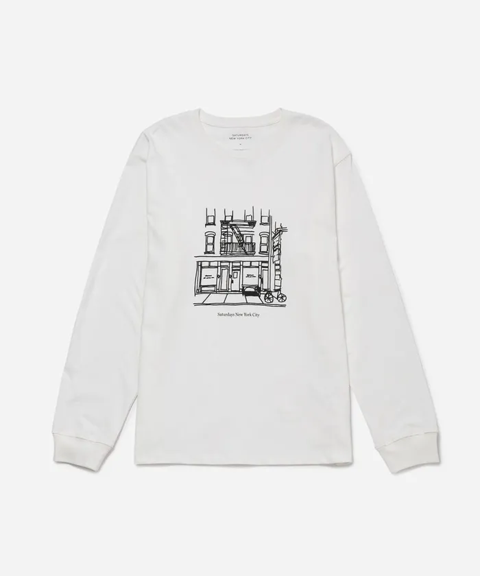 Men Saturdays NYC Tees Cafe Standard LS Tee Ivory