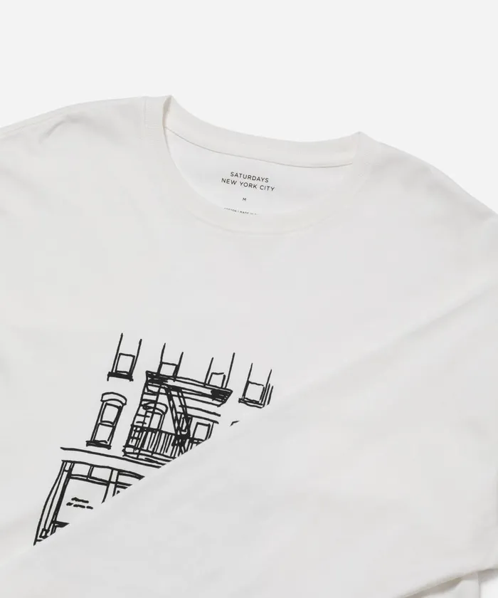 Men Saturdays NYC Tees Cafe Standard LS Tee Ivory Men Saturdays NYC Tees Cafe Standard LS Tee Ivory