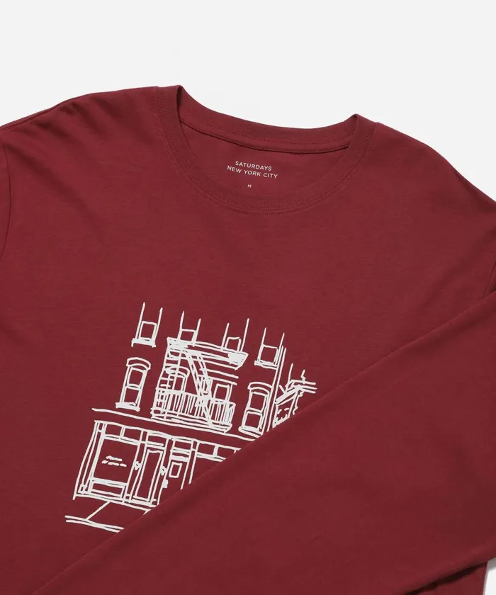 Men Saturdays NYC Tees Cafe Standard LS Tee Rhubarb Men Saturdays NYC Tees Cafe Standard LS Tee Rhubarb